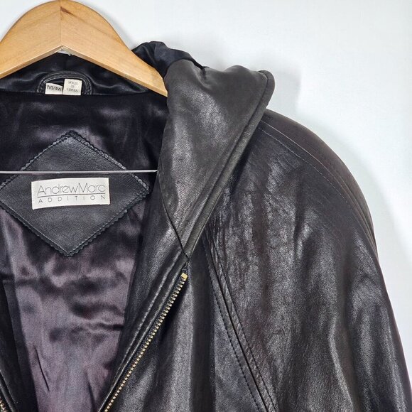 Andrew Marc Addition Geniune Leather Hoodie Jacket‎ Full Zip Brown Men's Medium - Picture 14 of 14